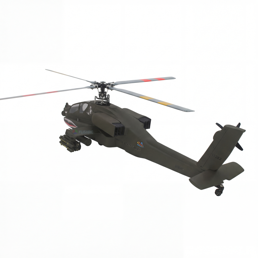 FLISHRC FL500 V2 500 Class/Size Scale RC Helicopter – AH-64 Apache (olive green) RTF - Image 5