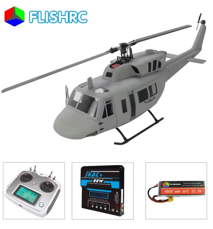 1/6 12インチサイズ ベリーホット  FBIバージョン2.0 FLISHRC Bell 212 Twin Huey (gray) RTF FL500 V2 500-Class/Size