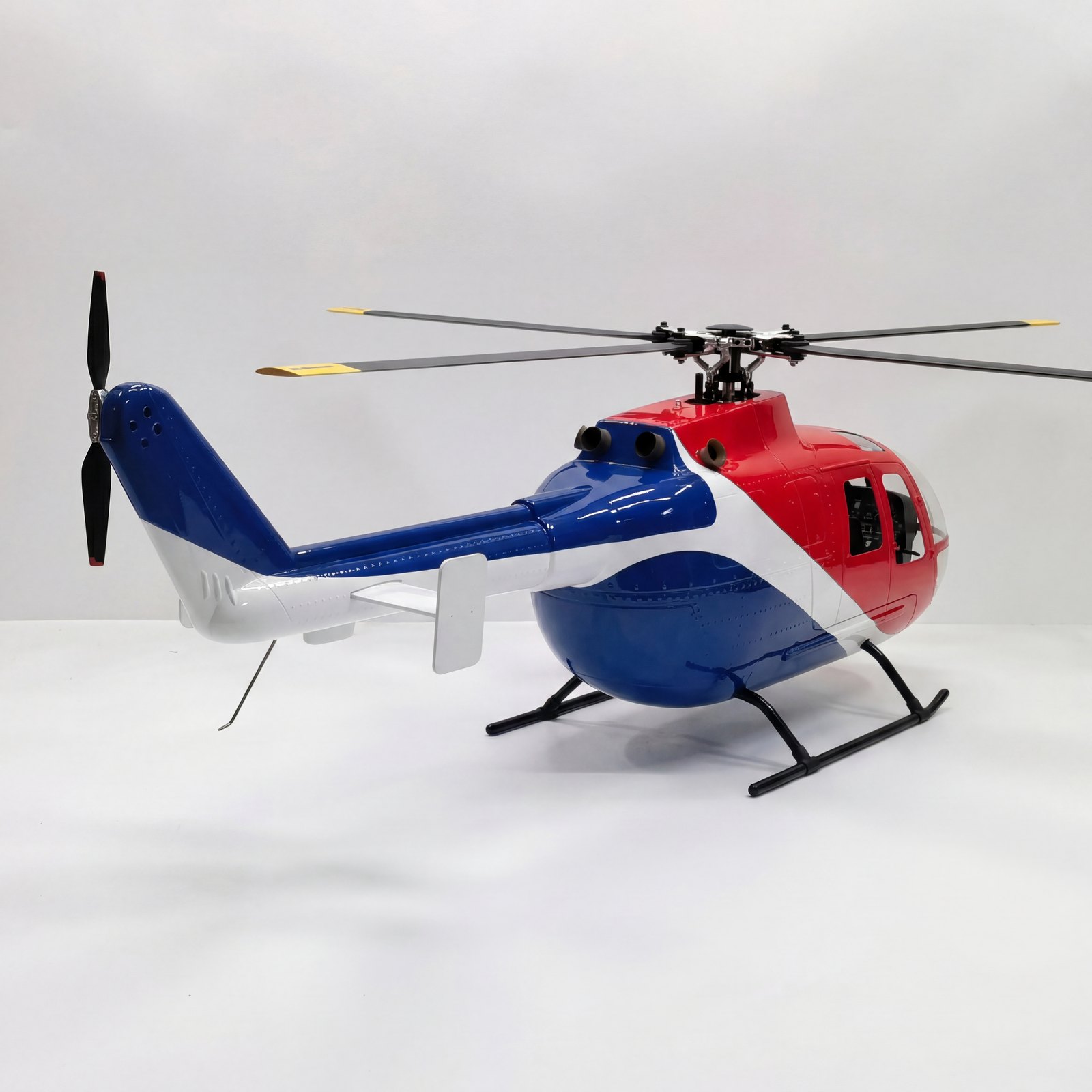 FLISHRC FL500 V2 BO105 Red, Blue and White 500 size scale RC helicopter fuselage profile
