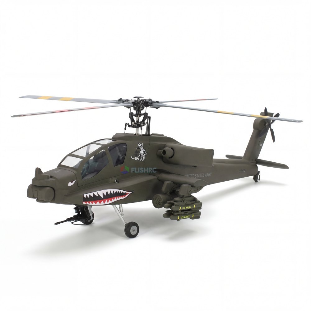 FLISHRC AH-64 Apache Olive Green 500 size scale RC helicopter reference view