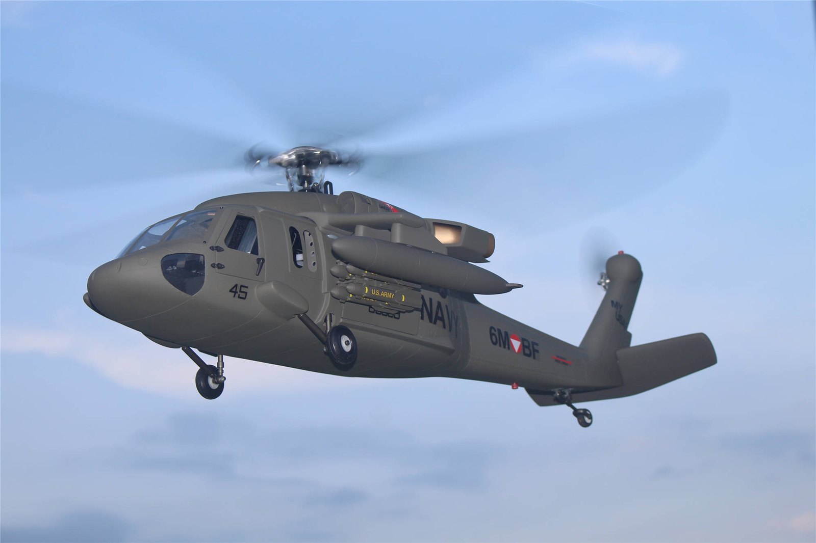 FLISHRC FL500 V2 UH-60 Black Hawk RC helicopter flying outdoors